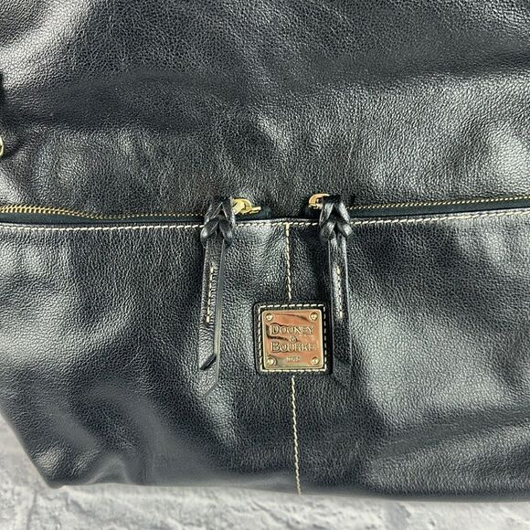 Retro Vintage Dooney & Bourke Black Leather Satchel Purse Handbag Bag Authentic - Picture 12 of 14
